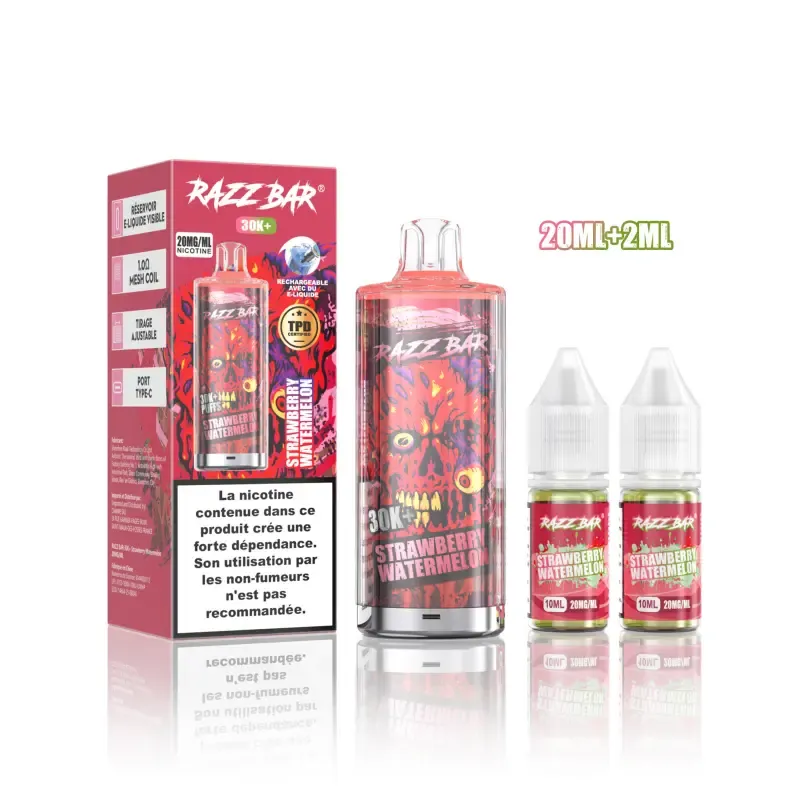 Razz Bar 30K+ 30000 Puffs TPD Certified 20ML+2ML Refillable Razz Bar 30K+ 30000 Puffs TPD Certified 20ML+2ML Refillable
