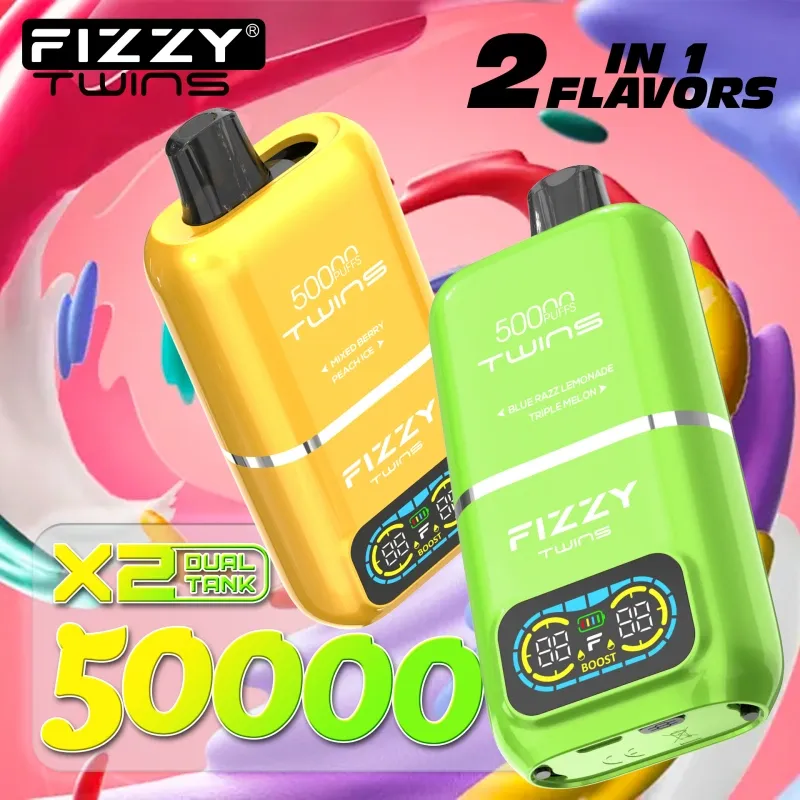 Fizzy 50k Puffs 50000 Twins 2-in-1 EU-magazijn wegwerpvape