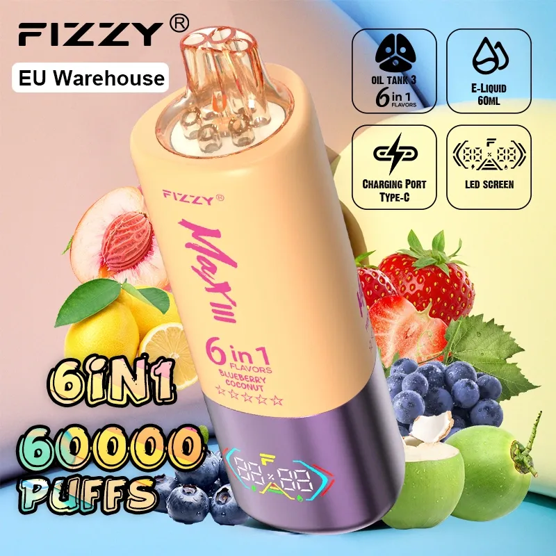 Fizzy 60000 Puffs Puff 60k 6 in 1 smaken wegwerpvape